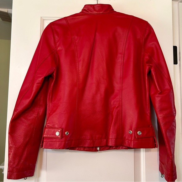 Wilsons Vintage Leather Women’s Red Moto Jacket Sleeve Zippers Size Medium - Picture 2 of 15